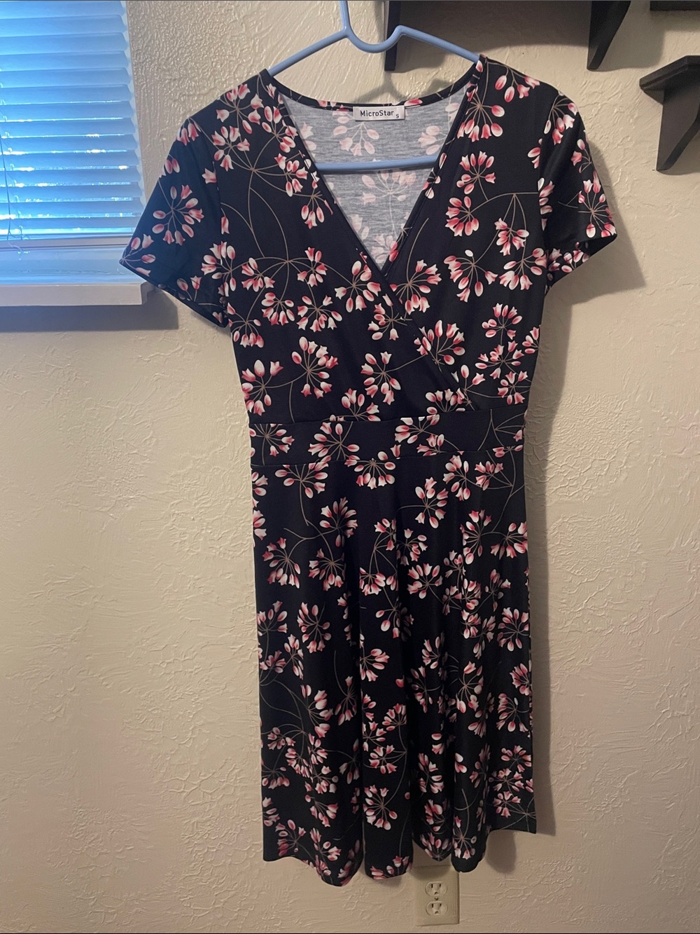 LuLaRoe Black Midi Dress with Pink Floral Pattern
